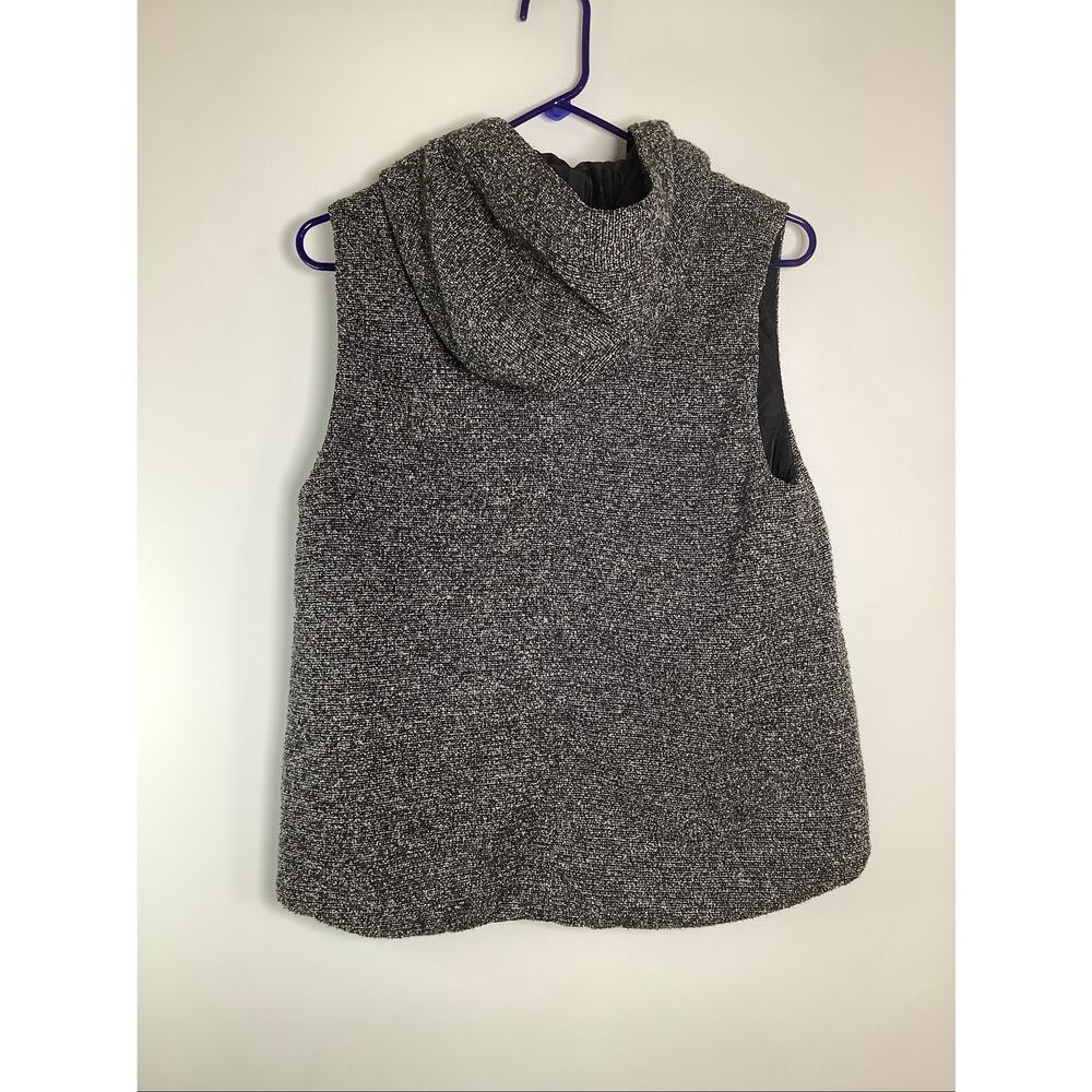 Dita Womens Small Gray Black Full Zip Tweed Knit Hooded Vest Streetwear HR9-10 - Picture 4 of 8